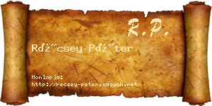 Récsey Péter névjegykártya