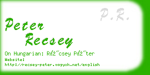 peter recsey business card